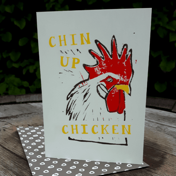 Chin-up Chicken Greeting Card 1