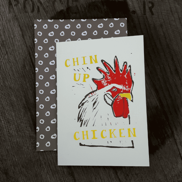 Chin-up Chicken Greeting Card