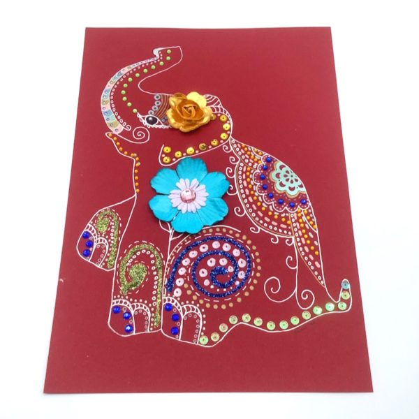 Elephant On Red Paper 2 - nancyeartist.com