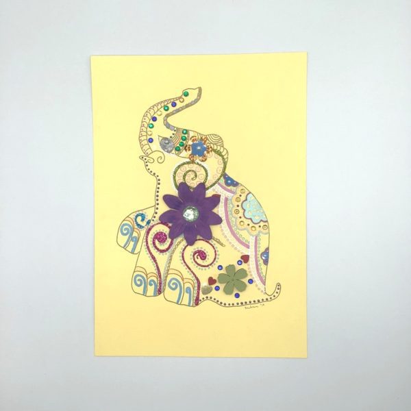Elephant With Purple Flower - nancyeartist.com