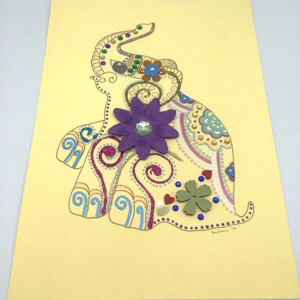Elephant With Purple Flower 2 - nancyeartist.com