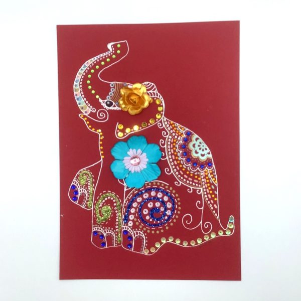 Elephant On Red Paper - nancyeartist.com