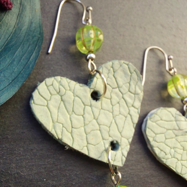 Green Voodoo Heart Earrings 3 - nancyeartist.com