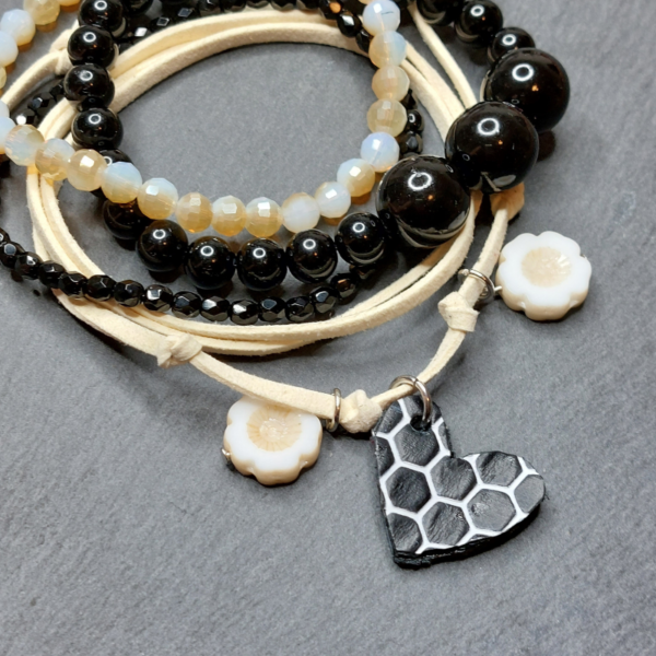 Black and White Bracelet Stack - NancyeArtist.com