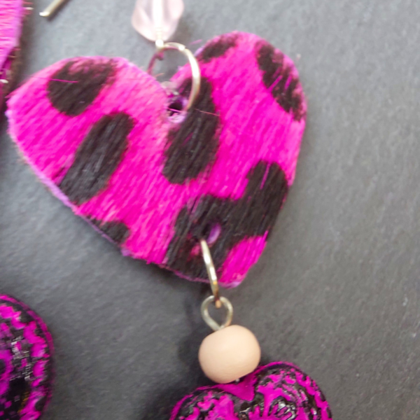 Pink Leopard Print Earrings 3 - nancyeartist.com