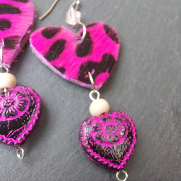 Pink Leopard Print Earrings 1 - nancyeartist.com