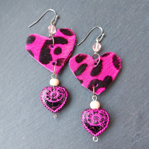 Pink Leopard Print Earrings - nancyeartist.com