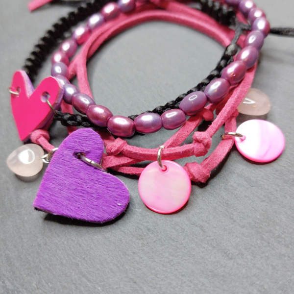 Pink And Black Bracelet Stack 3 - nancyeartist.com