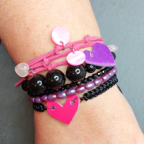 Pink And Black Bracelet Stack 4 - nancyeartist.com