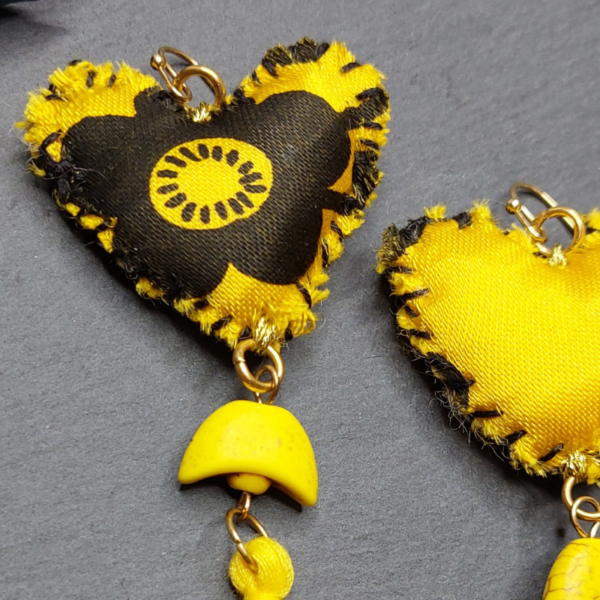 Yellow Heart Tassel Earrings 1 - nancyeartist.com