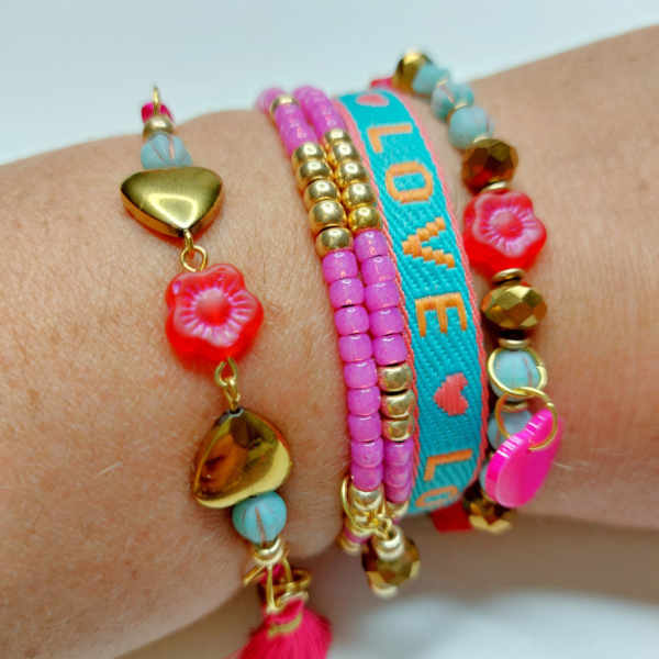 Pink And Turquoise Bracelet Stack - nancyeartist.com