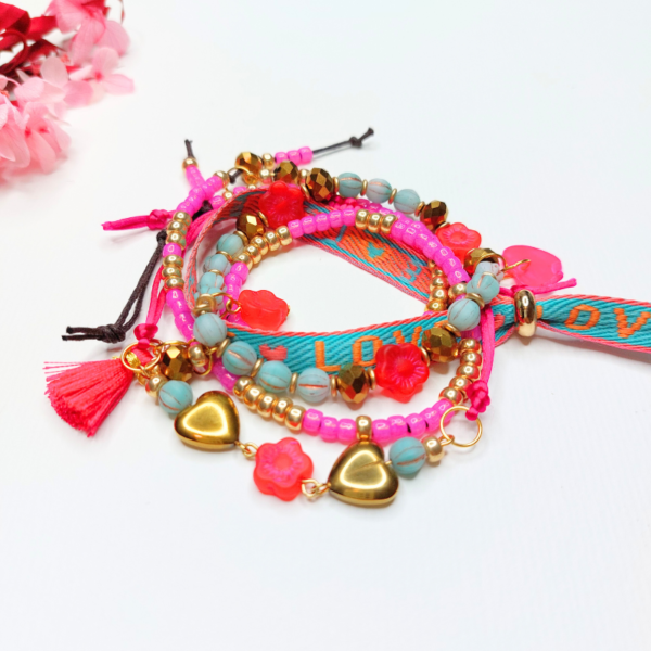 Pink And Turquoise Bracelet Stack 5 - nancyeartist.com